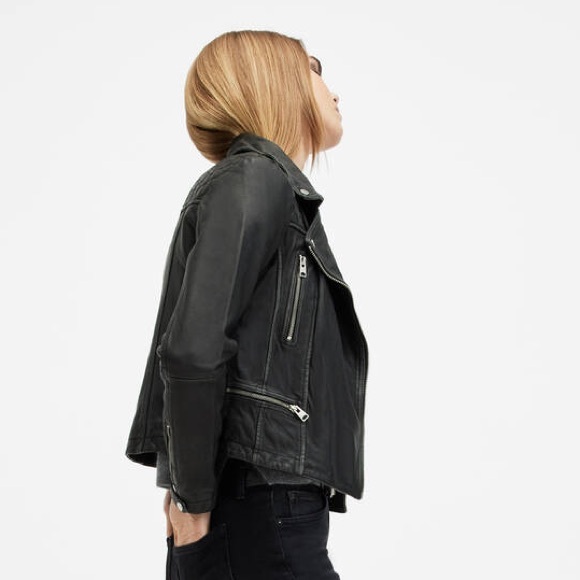 SOLD All Saints Charcoal Leather Moto Jacket - Picture 5 of 15